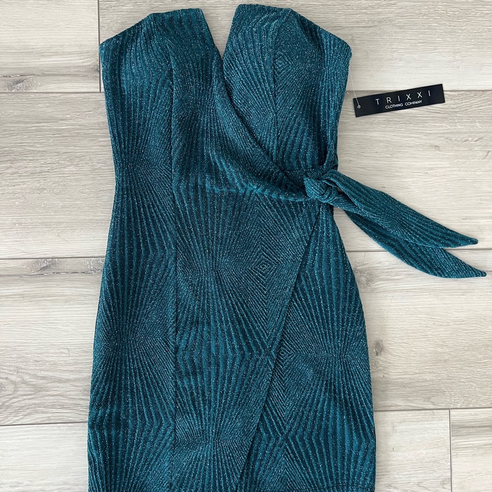 Trixxi Teal Strapless Dress